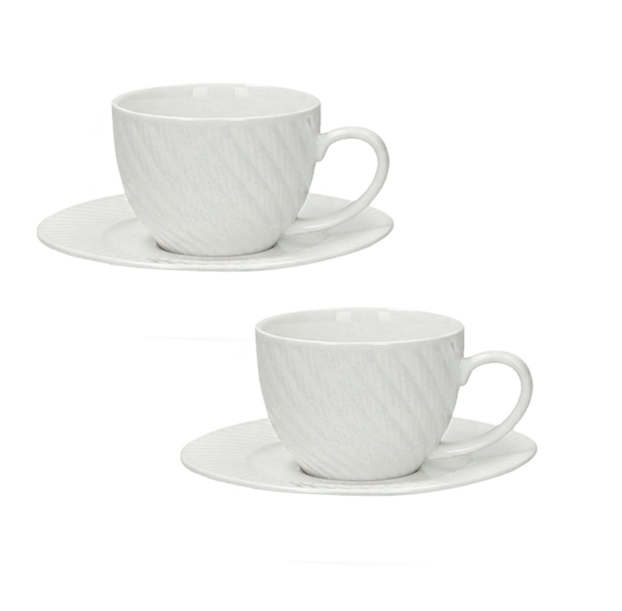 Set 2 cesti cu farfurie pentru cafea, Optical, Brandani, D12.5x5.5 cm, portelan New Bone China - imagine 3